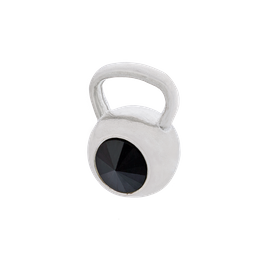 Fit Kolekcja - Zawieszka na łańcuszek srebrny KETTLEBELL SWAROVSKI Jet Hematite