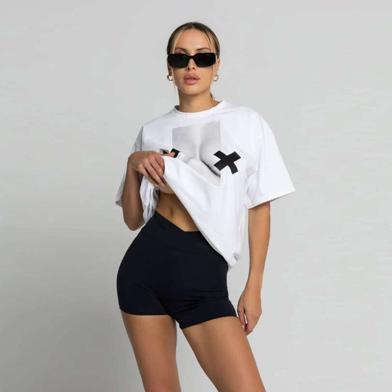 Chiara Wear - T-shirt bawełniany oversize XX BOOBIES - biały