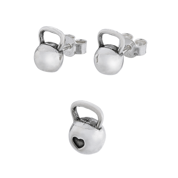 Fit Kolekcja - Set of Oxidised Sterling Silver Jewellery - KETTLEBELL Earrings Studs & KETTLEBELL 003 MINI ❤ Pendant