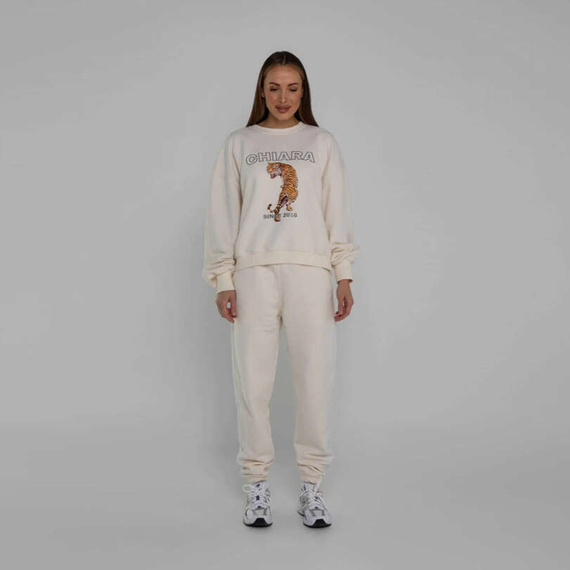 Chiara Wear - Women's Oversize Sweatshirt RETRO TIGER - ecru