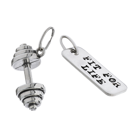 Fit Kolekcja - Set of Two Pendants: DUMBBELL 001 and FIT FOR LIFE Charm