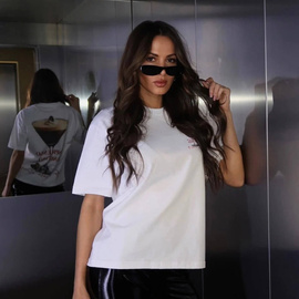 Chiara Wear - T-shirt bawełniany oversize ESPRESSO MARTINI - biały