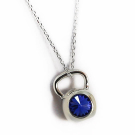 Fit Kolekcja - Sterling Silver Pendant KETTLEBELL SWAROVSKI Sapphire