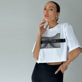 Chiara Wear - T-shirt crop top FREE BOOBIES - biały