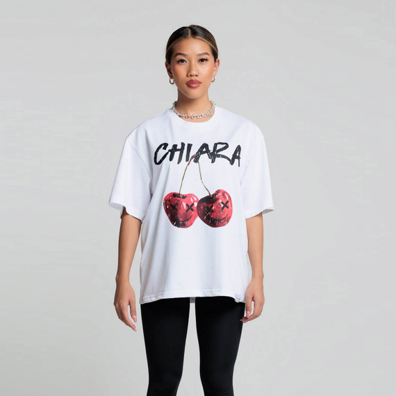 Chiara Wear - T-shirt oversize CHERRY - white