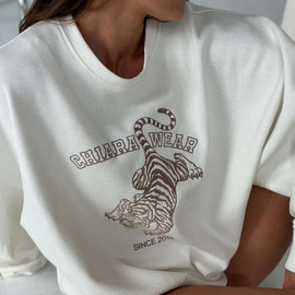 Chiara Wear - Women's Oversize Sweatshirt WAFFLE TIGER - ecru