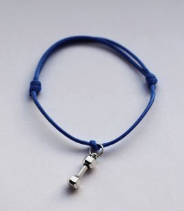 Fit Kolekcja - Bransoletka ze sznurka z hantlem royal blue