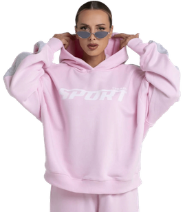 Chiara Wear - Bluza damska hoodie z lampasem SPORTY - różowa